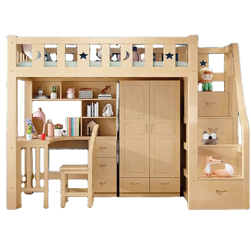 

Bed Furniture Enviroment Friendly Modern Solid Pine Wood Bed Children Wooden Bunk Bed for Bedroom