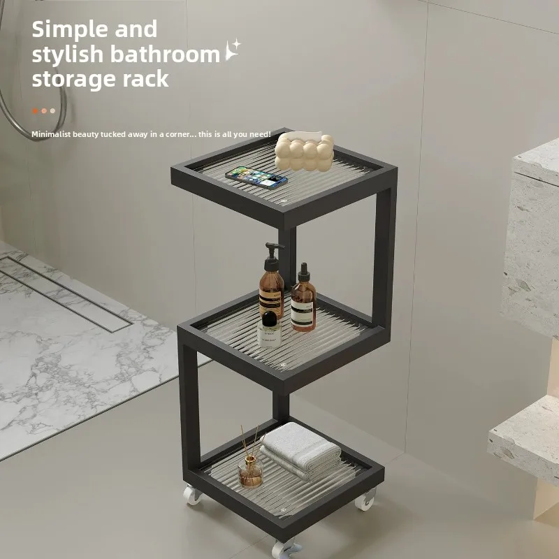3C Certified Tempered Glass Corner Shelf Bathroom Narrow Gap Storage Rack Multi Layer Large Capacity Shower Toilet Wall Mount