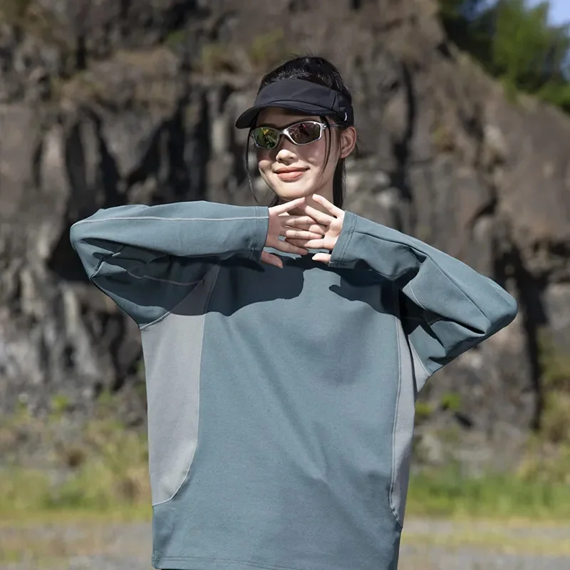 Men Women Outdoor Hiking Sports Loose Quick Dry Long Sleeve T-shirt Teen Boys Girls Fashion Casual T Shirt Tops