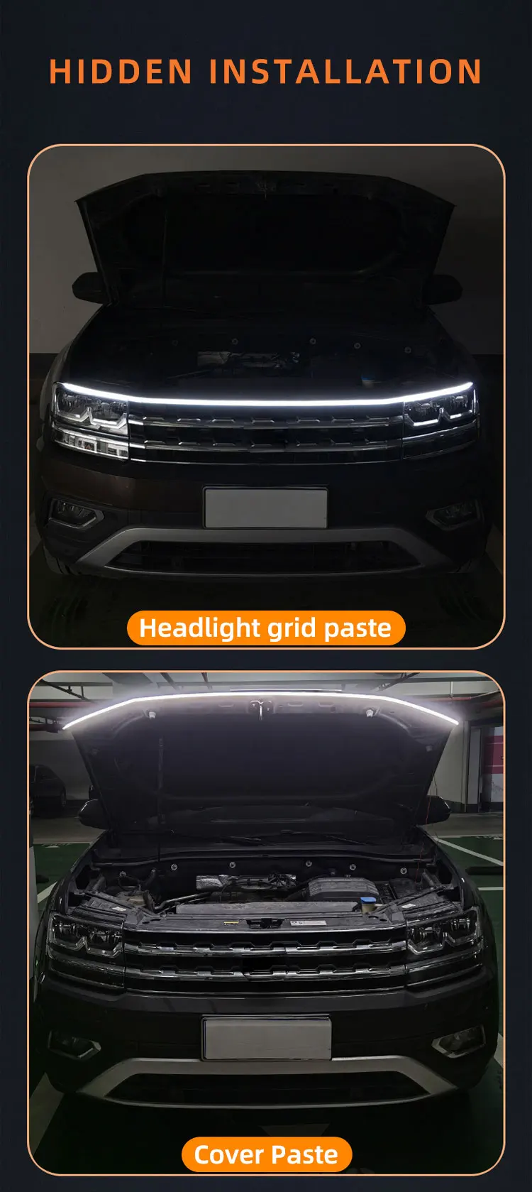 Scan Start Auto Auto Motorhaube Lichter Streifen Auto Blinker Anzeige Tagfahrlicht Flexible Streifen Universal Umgebungs Lichter – Detail 2