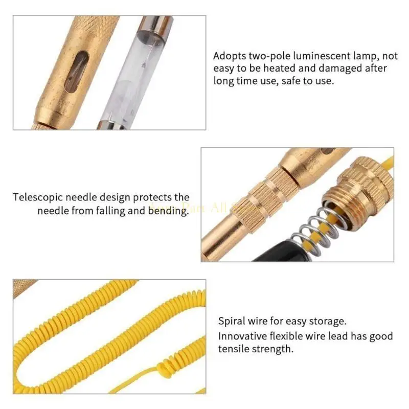 

J0MA Car Truck Circuit Tester DC6V 12V 24V Long Probe Pen Light Bulb Automobile Diagnostic Tool Universal