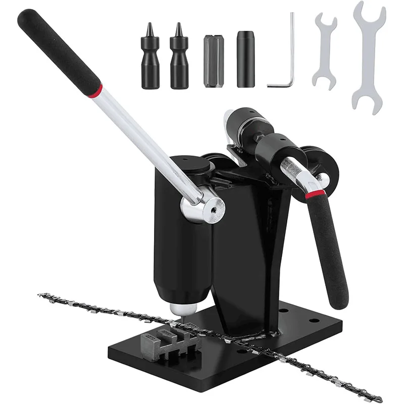 2 in 1 Bench Mount Chainsaw Chain Breaker Rivet Spinner Heavy Duty Saw Chain Repair Kit for 1/4, .325, 3/8, .404 Pitch