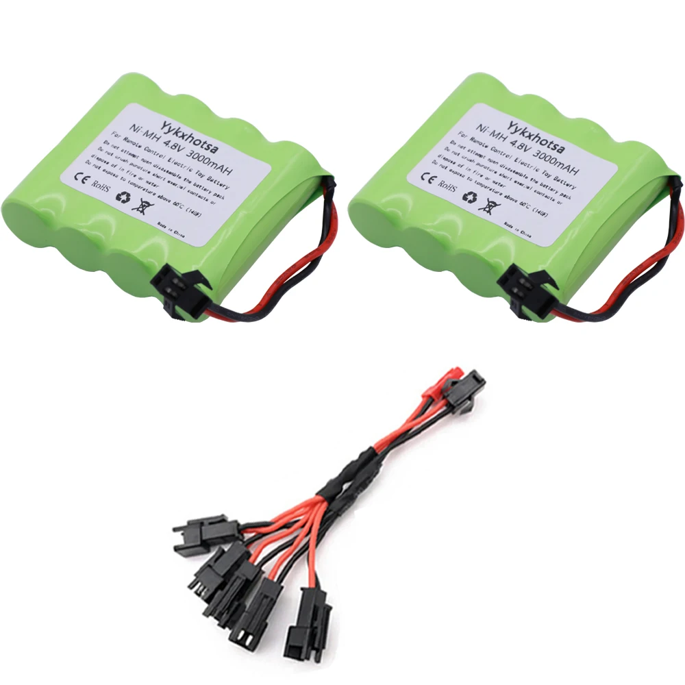 4.8v 3000mah NiMH Battery with Charger cable For Rc toys Cars Tanks Robots Boats Guns Ni-MH AA 4.8 V high capacity Battery Pack