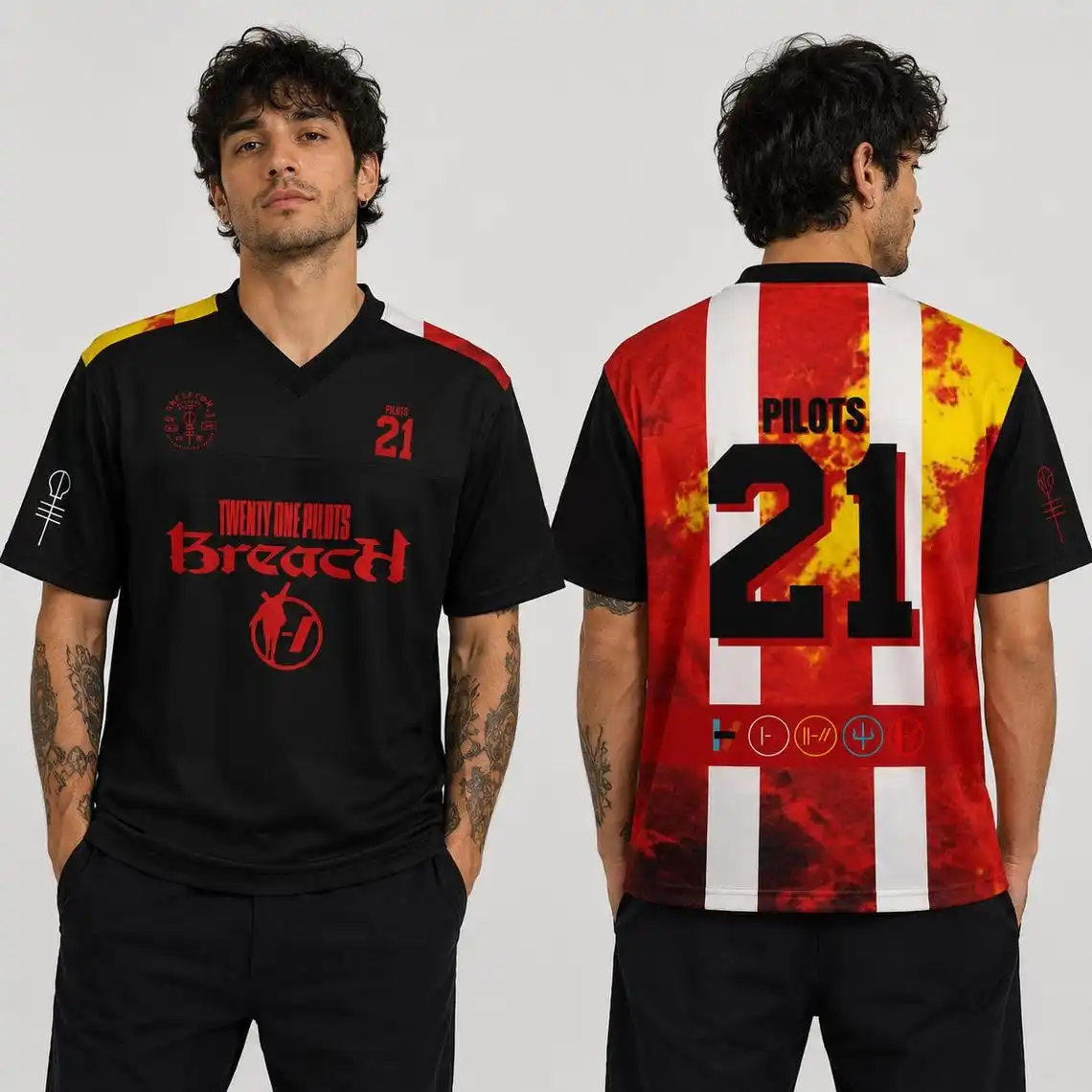 Twenty One Pilots Breach Rock Band Tie‑Dye Sport Jersey Men T‑Shirt Y2K Oversized 21 Number Graphic Breathable Mesh Streetwear