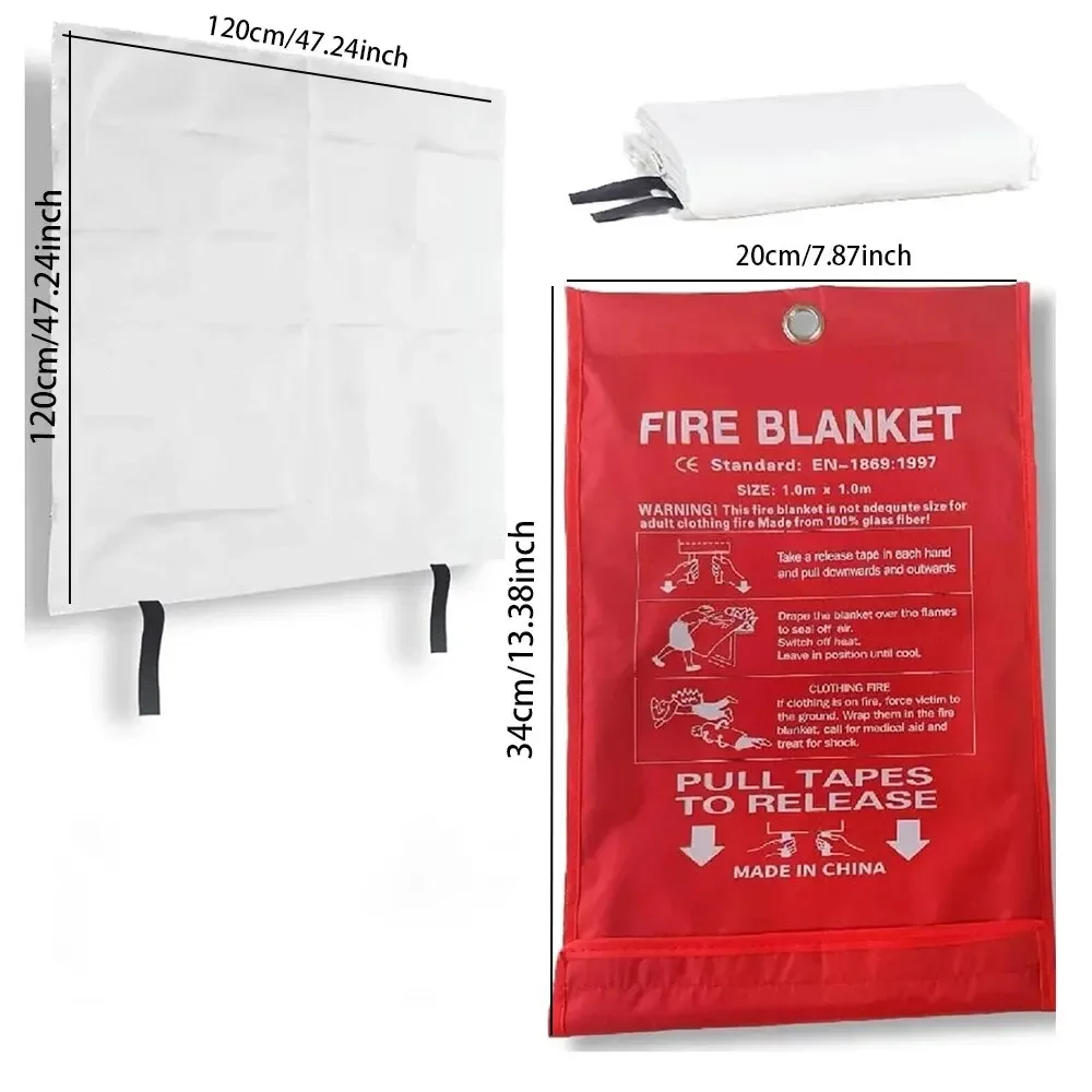 Fire Blanket Fiberglass Fire Emergency Blanket Suppression Blanket Flame Retardant Blanket Emergency Survival Safety Cover