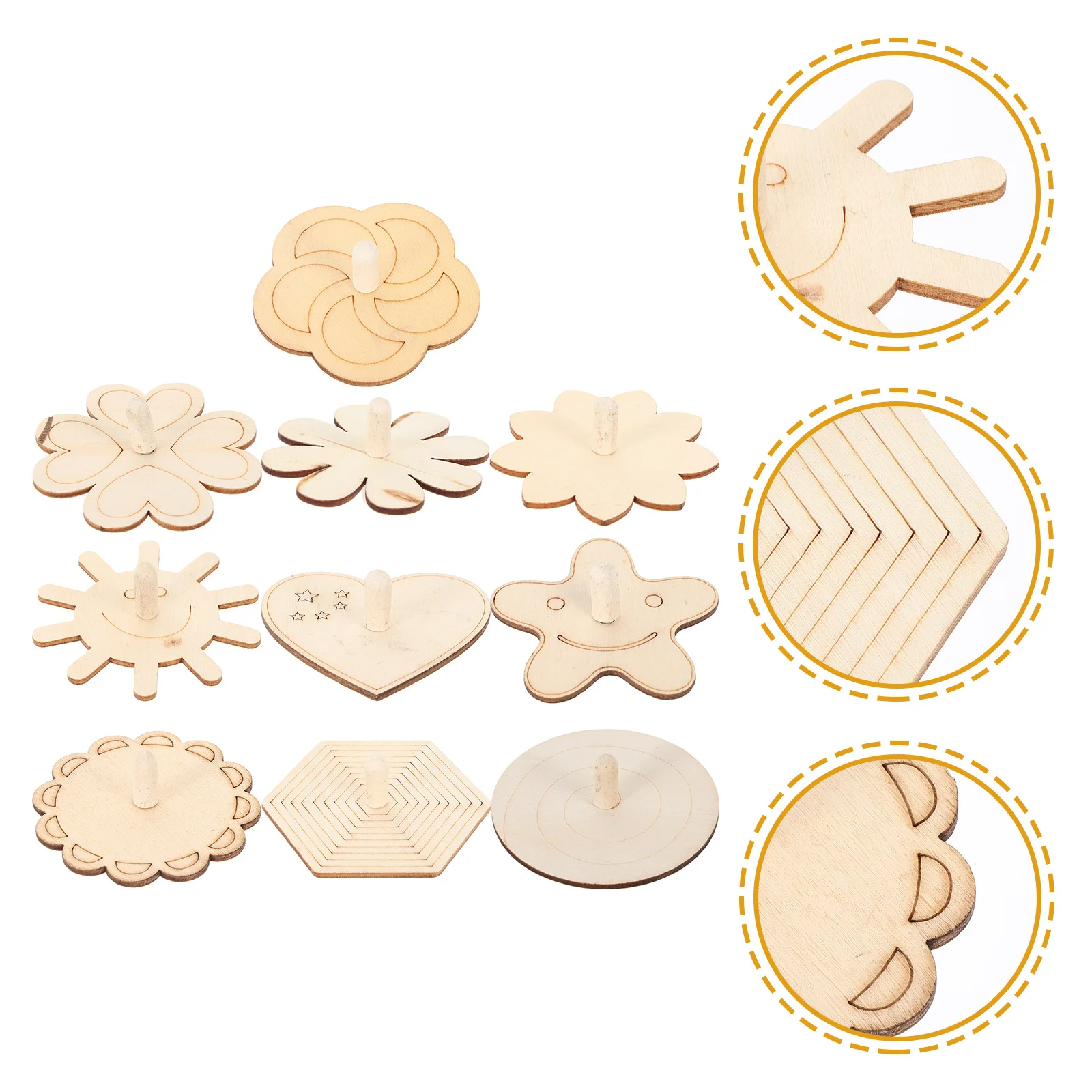10 Stücke DIY Unvollendete Holz Gyro Set Blank Malerei Holz Tops für Kinder Kindergarten Hand Auge Training Holz Gyro