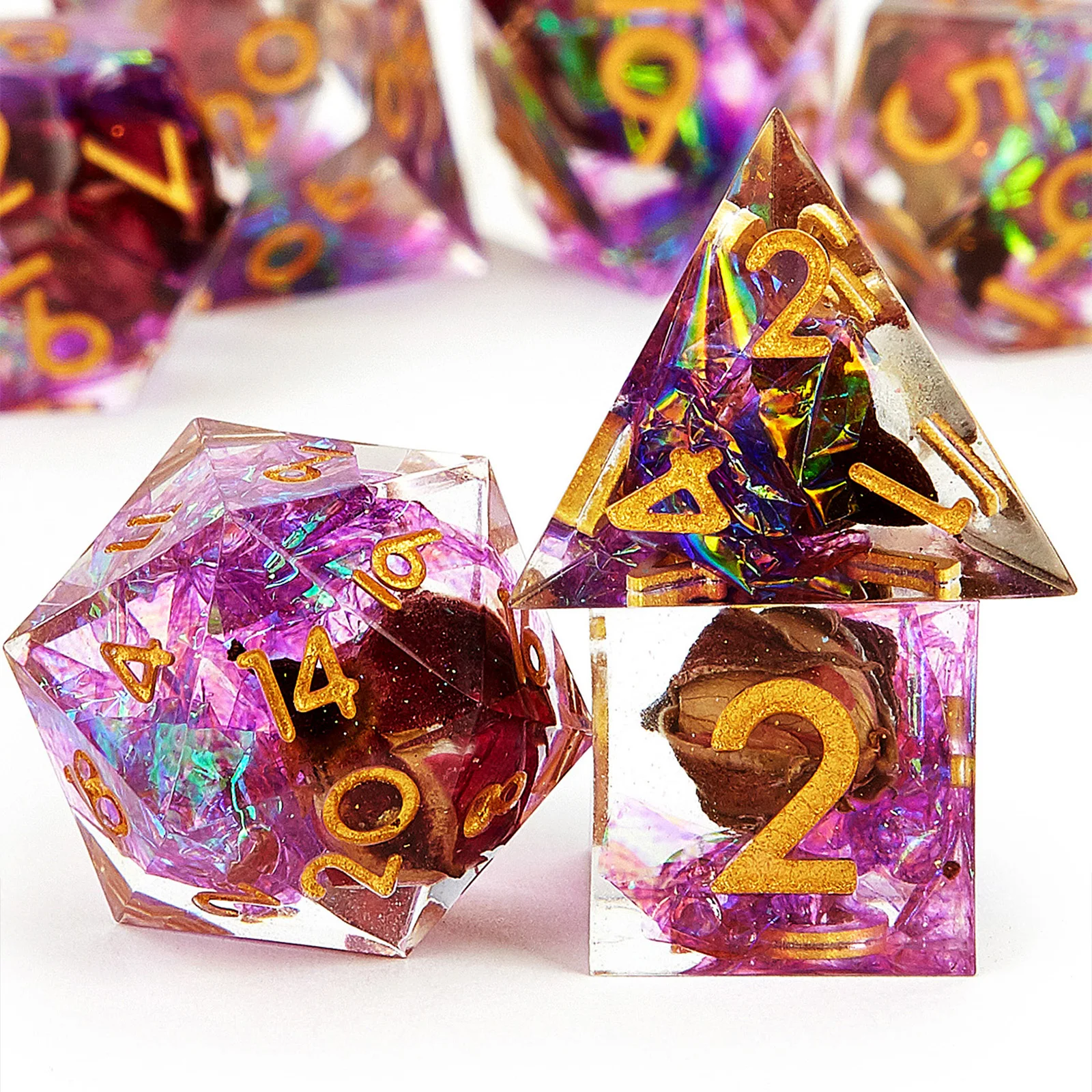 D&D Dice Set - 7-Piece Sharp Edge Red Resin Dice for Dungeons & Dragons, Perfect for RPG and Tabletop Games