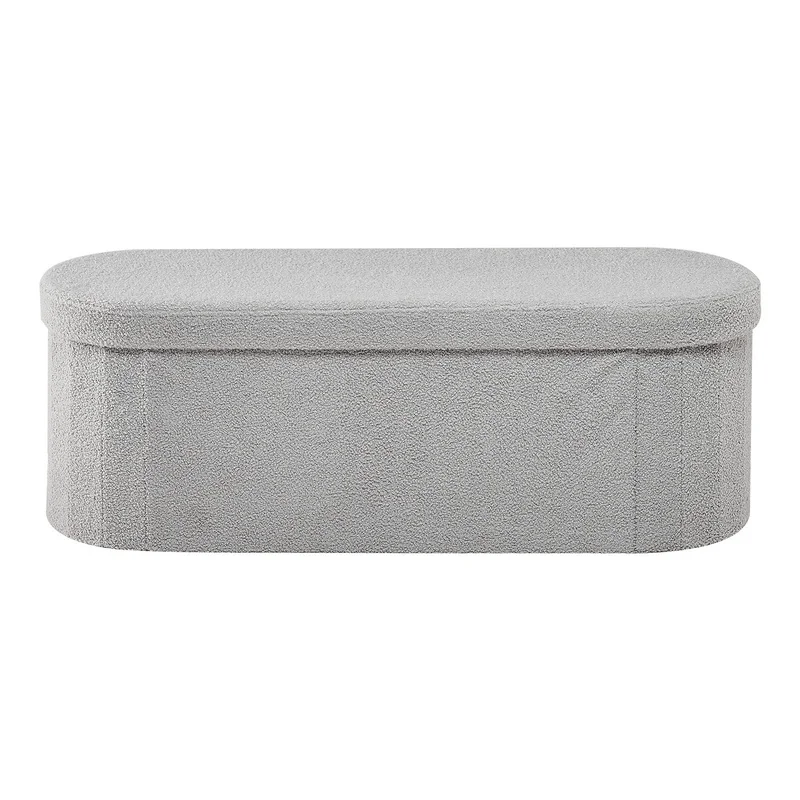 

Foldable Storage Ottoman Bench, Grey Upholstered Bed End Bench with Hidden Storage, Supports 660 lbs, for Bedroom, Living Room, Entryway