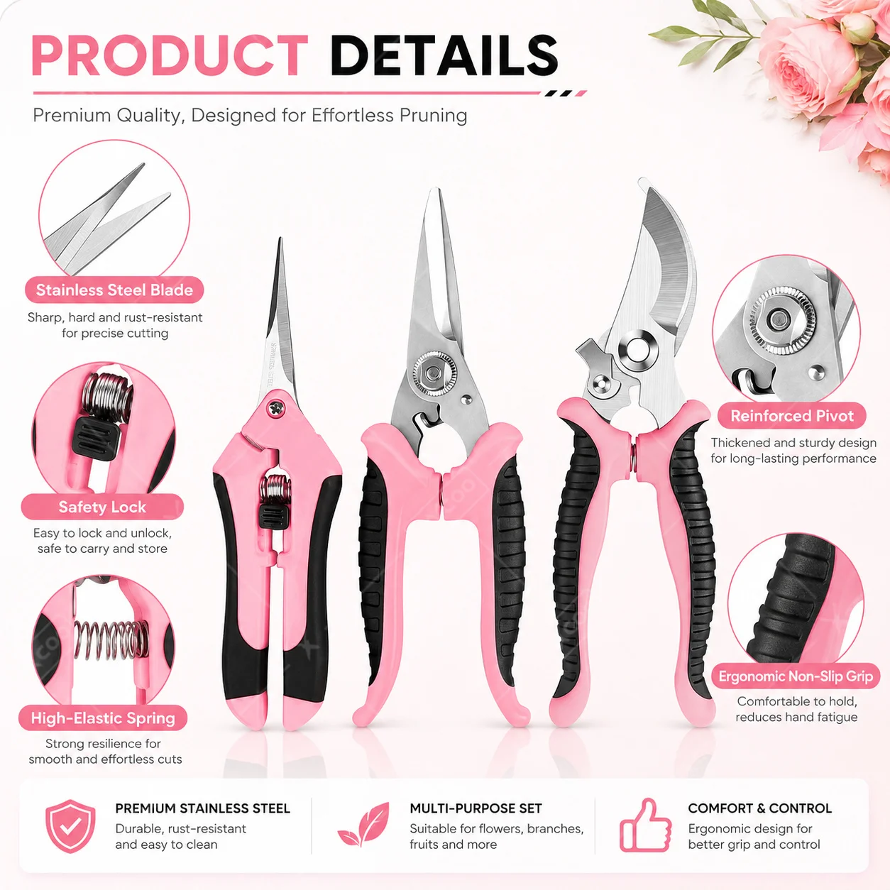 Tijeras de Podar para Jardín,  - Gardening Tools Pink reseña y precio