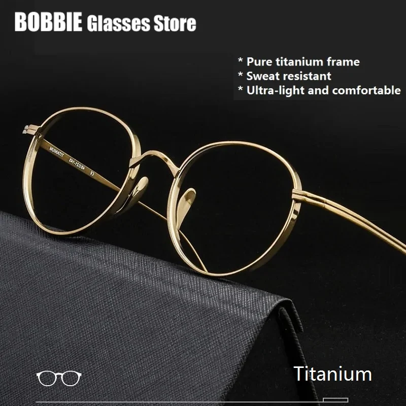 Japanese Handmade Titanium Ultralight Glasses Frame Retro Oval Round Men Women Designer Eyeglasses Frames KMN113 High Quality