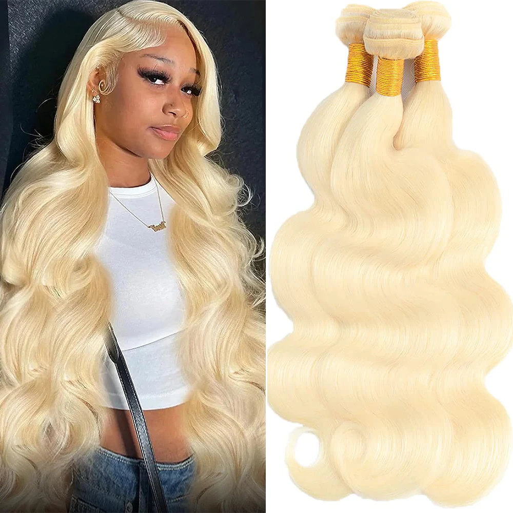 613 Body Wave Human Hair Bundles Brazilian Virgin Hair Extensions For Women 30 Inch Honey Blonde Unprocessed Raw Hair Bundles