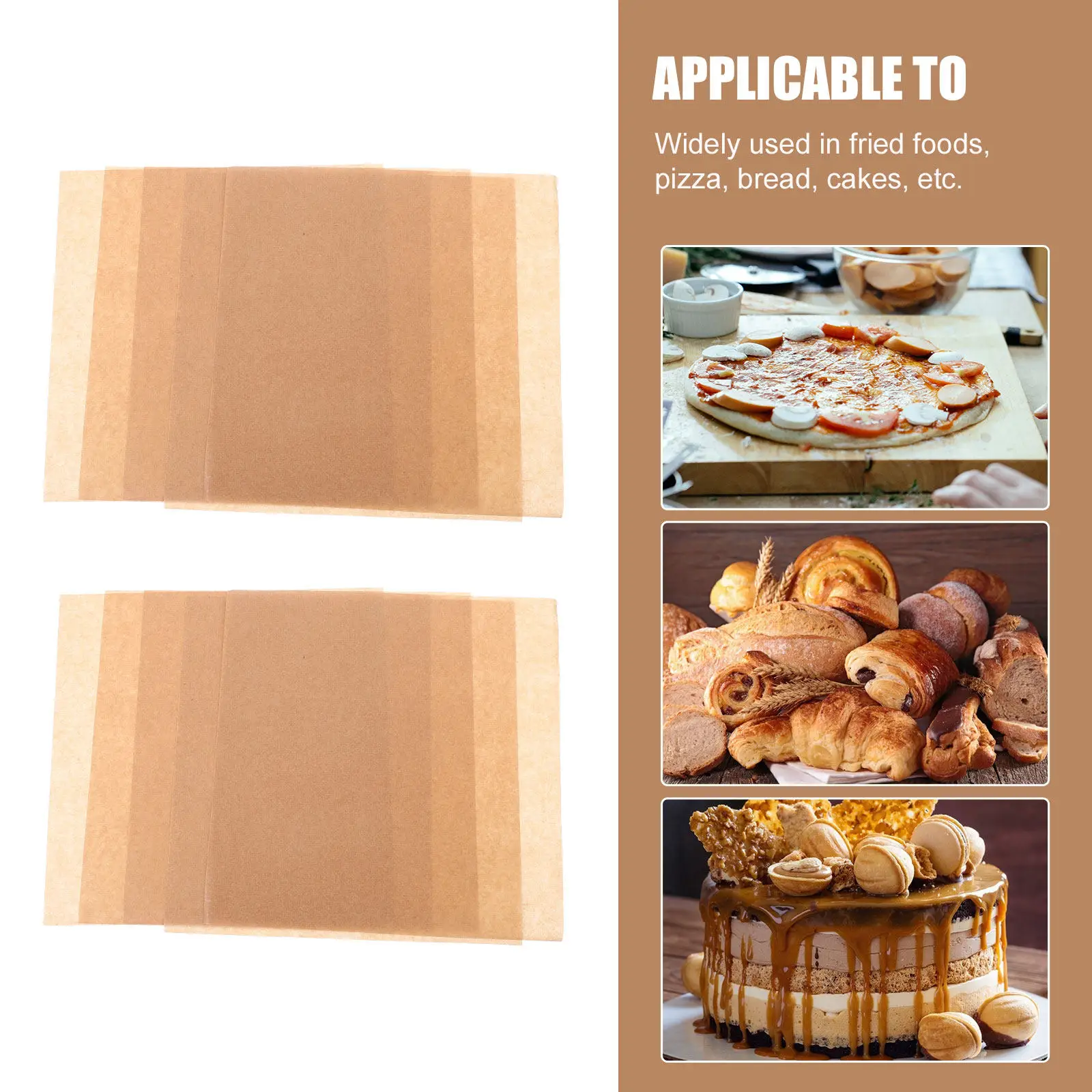 500Pcs Natural Kraft Paper Liners Oil Absorbing Baking Paper for Pizza Fried Food Snack Cake Bread Non Stick Easy Cleanup