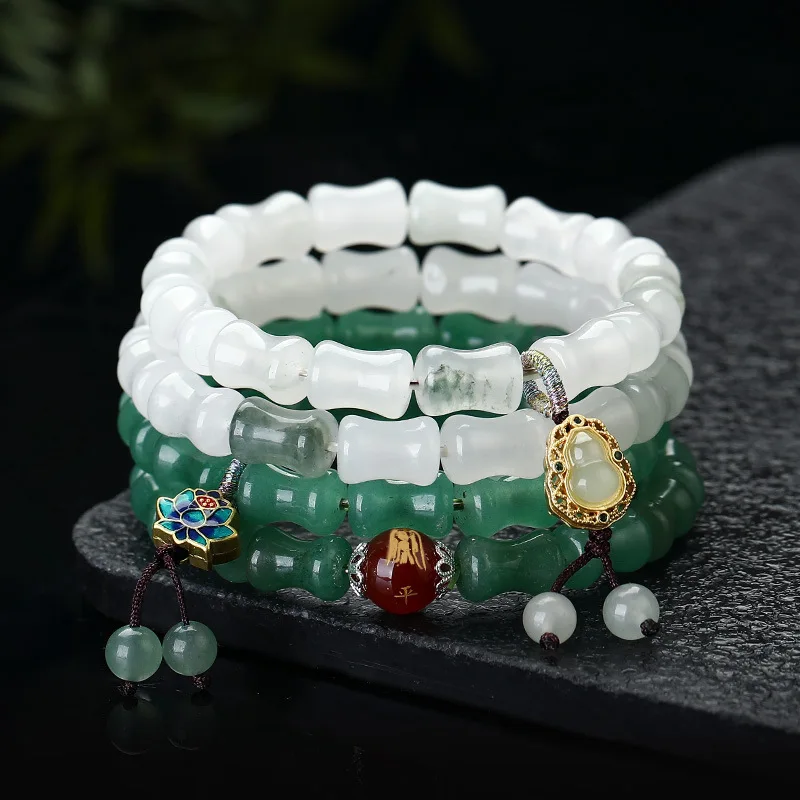 Dongling Bamboo Festival Transfer Bead Bracelet Rising By Step Crystal Gourd Hand String Qixi Girlfriend Gift Jade Jewelry