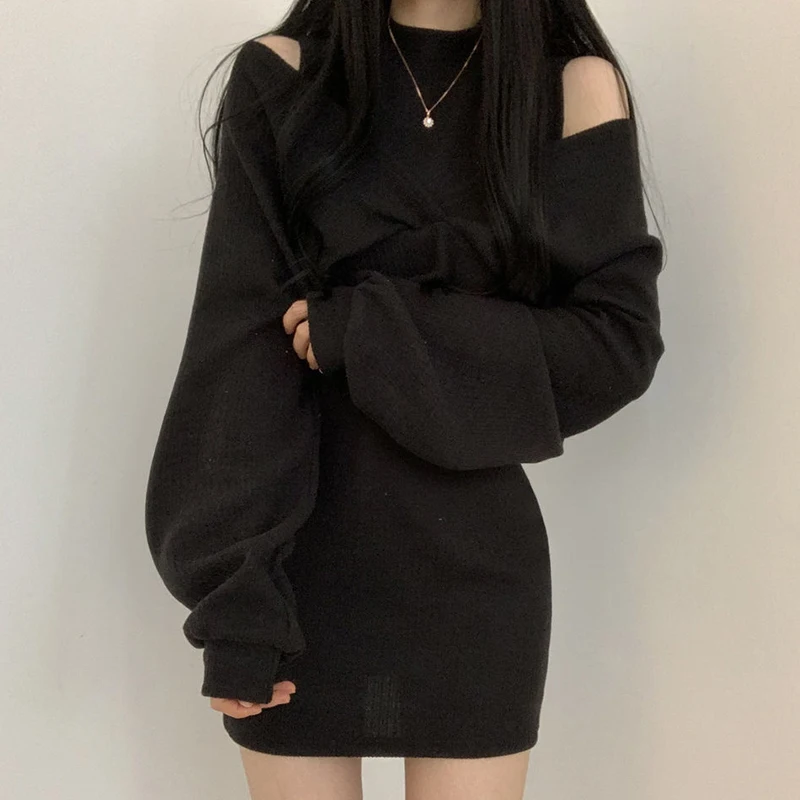 Sexy Chic Svel Wrap Bodycon Dr oulder Bared Twist Lantern Sve Coat for Women Tight Fit round Ne Long Sve