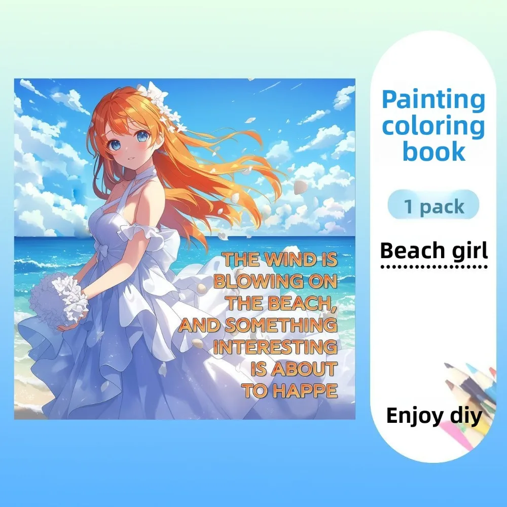 DIY Hand Drawn Graffiti Coloring Book Anime Girl Theme Creative Stress Relief Art Painting Color Drawing Notebook