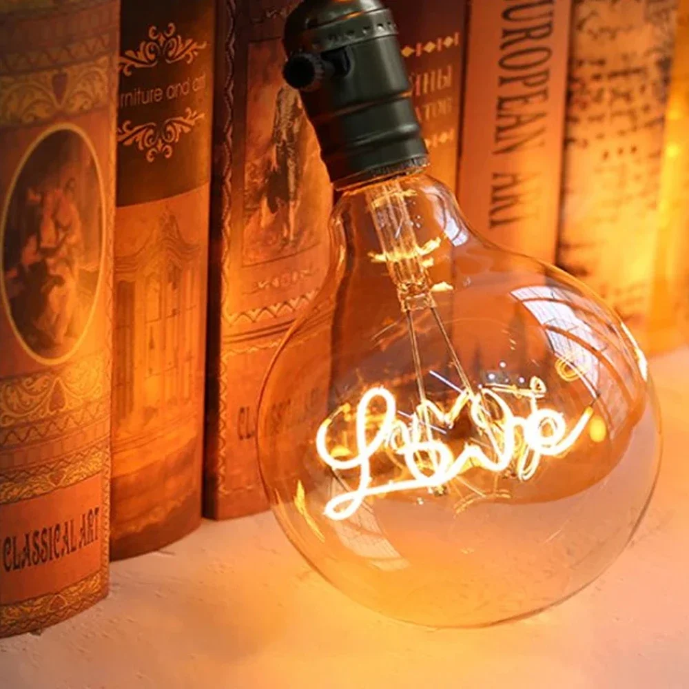 Retro Edison LED Light Bulb E27 220V G125 LED Love Lamp Vintage Glass Light Bulbs Room Home Indoor Holiday Wedding Decora Lamp