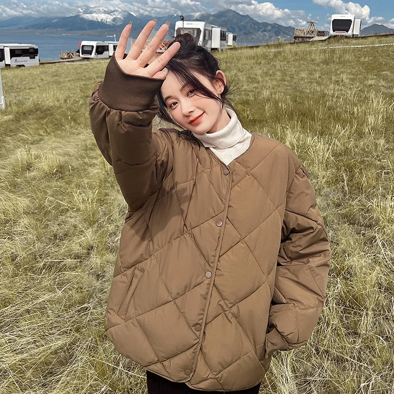 PinkyIsBlack Autumn Lightweight Down Cotton Jacket Women's Winter Short Loose New Korean Baseball O-neck Puffer Jacket Outwear