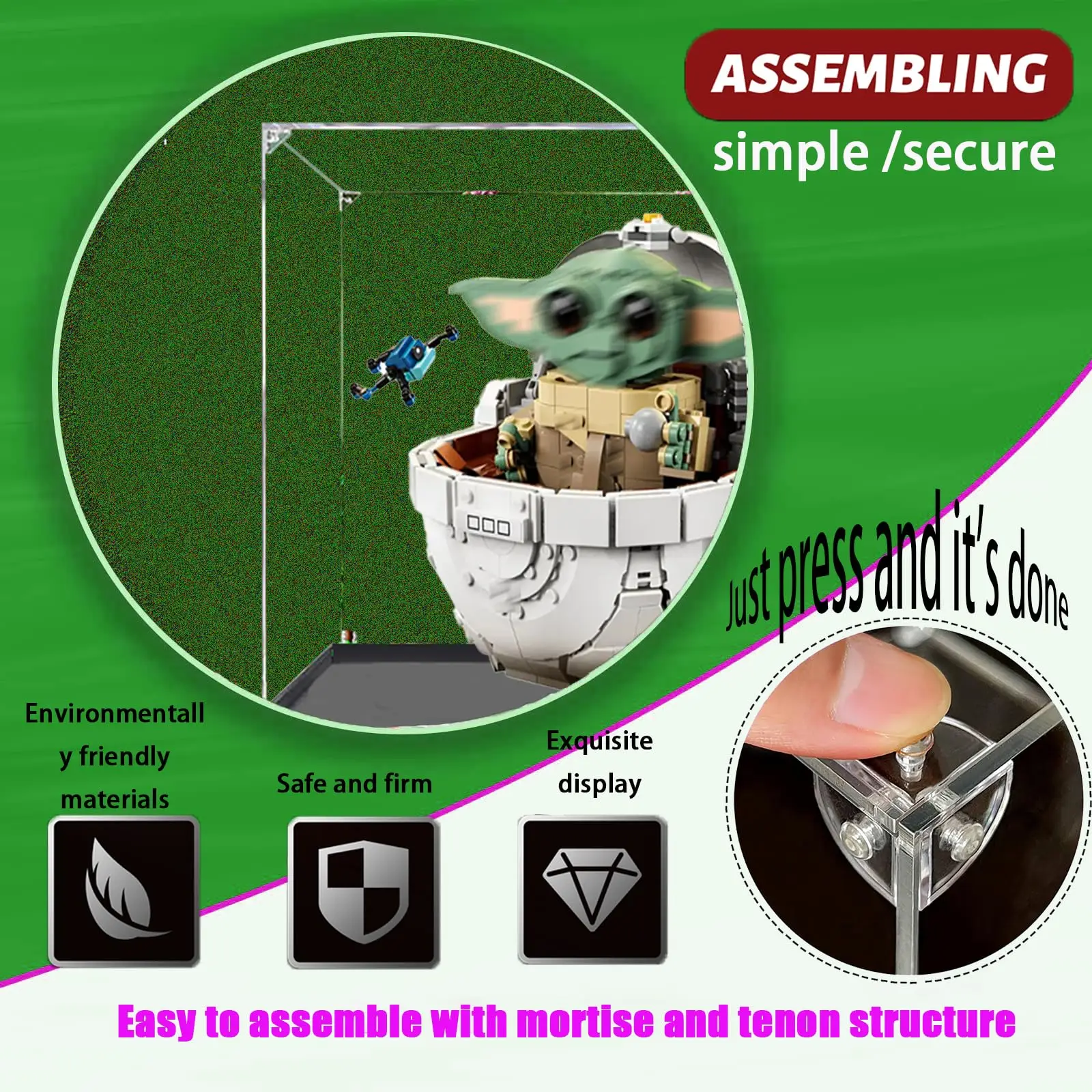 صندوق عرض أكريليك لنموذج عربة الأطفال العائمة Lego 75403 Gugu، صندوق عرض مقاوم للغبار، علبة عرض (صندوق عرض فقط)