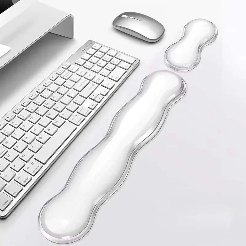 Anti Slip Transparent Base Ergonomic Mouse Pad With Wrist Rest For Office Home Laptops Notebook Desktop PC Computer Keyboard Pad