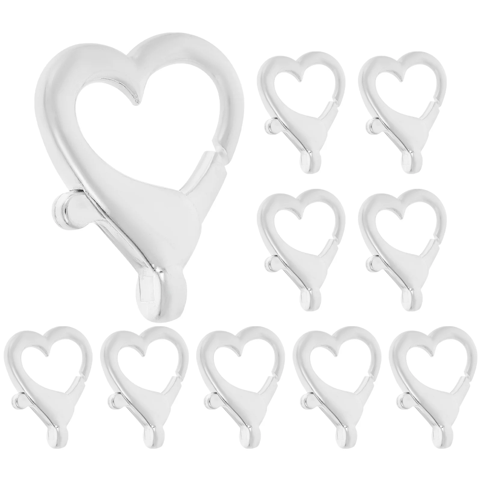 10 قطعة سبائك شكل قلب جراد البحر المشابك DIY بها بنفسك صنع المجوهرات قلادة سوار الفضة اكسسوارات مشبك قفل سبيكة المشبك #5