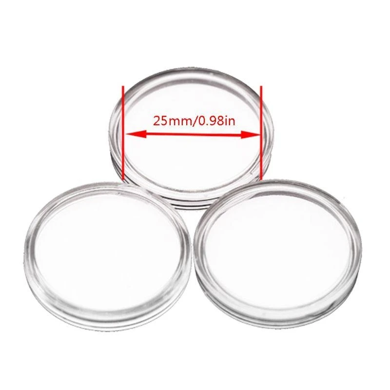 W89C 10PCS 1 Inch Coin Capsules Tag Holder for Round Cards Tags