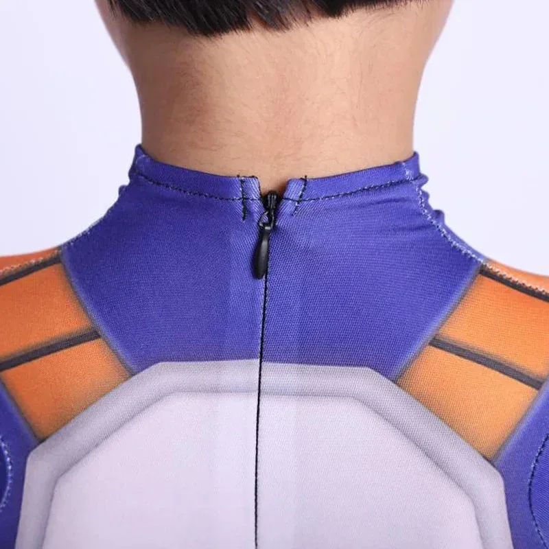 เด็กเครื่องแต่งกาย Vegeta คอสเพลย์อะนิเมะฮีโร่ผมสีดําฮาโลวีนสําหรับผู้ใหญ่ผู้ชาย