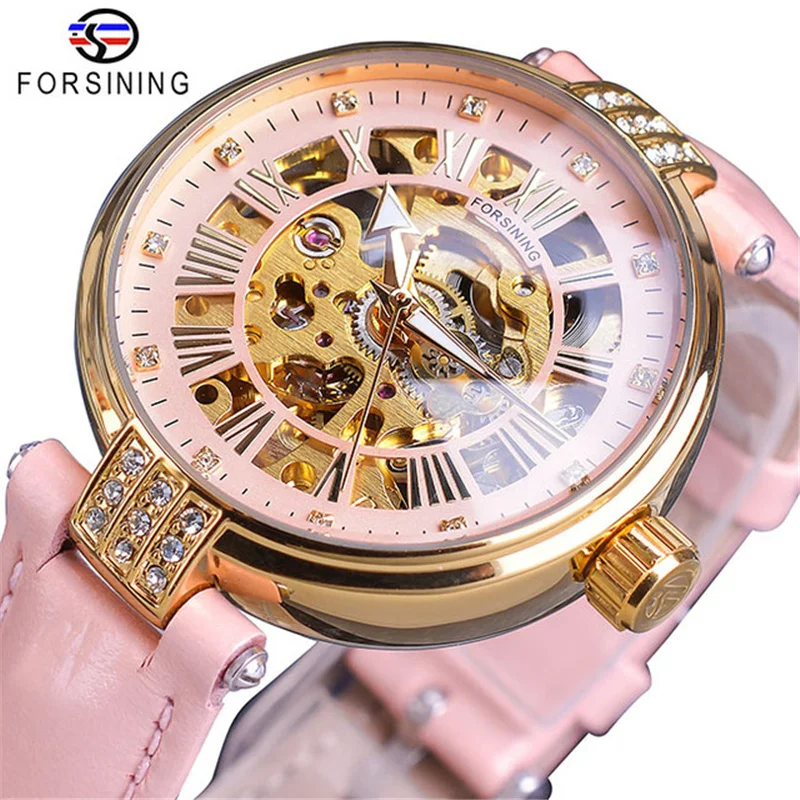 FORSINING 188A Women Female Watch Skeleton Automatic Ladies Elegant Dress Watches Lady Wristwatches Relogio Feminino Mechanical