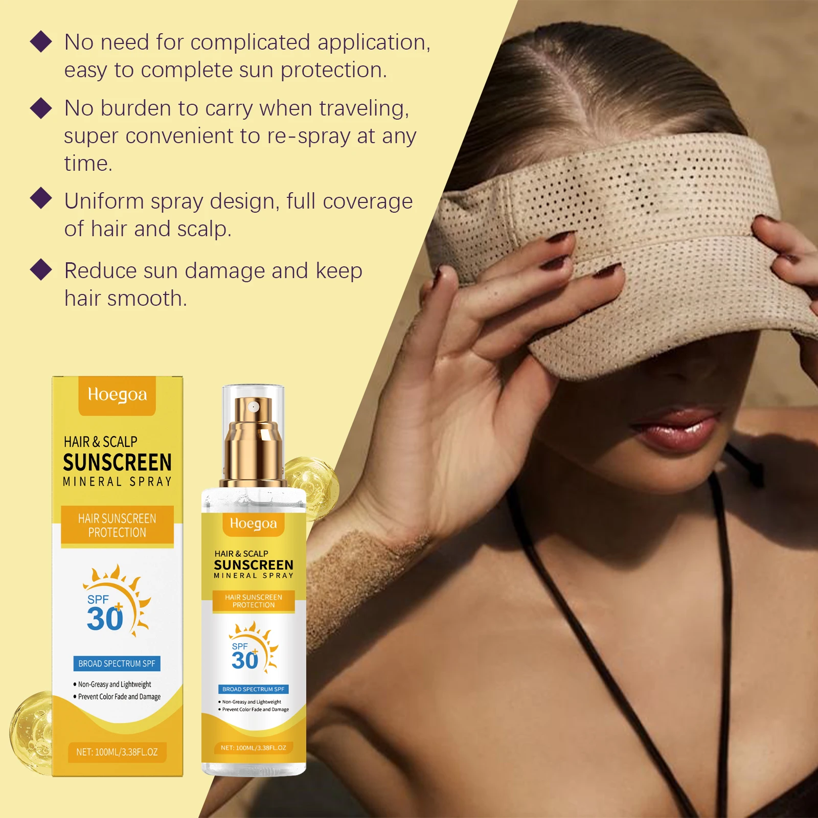 30+ Scalp Sunproof Spray Long Lasting Protect Hair Color Prevent Fading For Summer Beach Outdoor Anti Sun Cream Hair Scalp Care