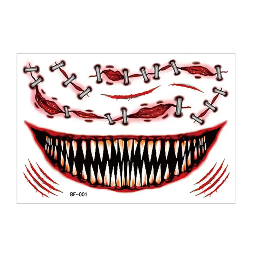 Fake Blood Stain Tattoos Halloween Temporary Face Tattoos Stickers for Adults Kids Masquerade Cosplay Party Decals for Party