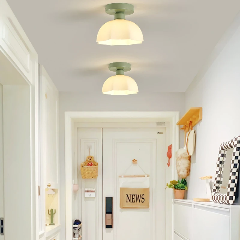 Balcony light, cream style, simple, modern, small, fresh, green, warm, corridor, cloakroom, floating window, ceiling mounted lig