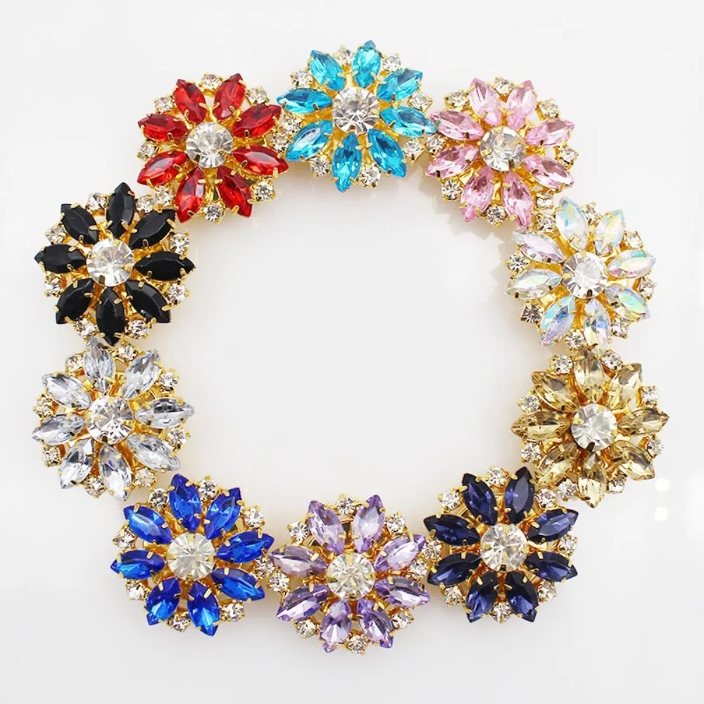 

Creative Rhinestone Button Cover DIY Accessories Alloy Flower Cufflinksble Cufflinks Button Cover for Men Women