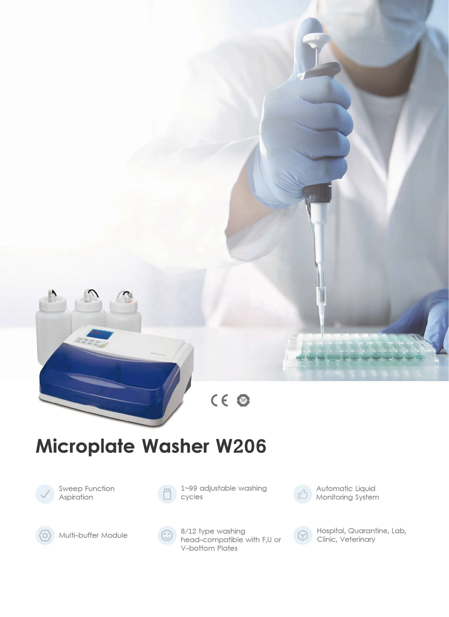 Fully Auto Elisa Microplate Washer Reader Machine With Automatic Liquid Monitoring System Laboratory Research