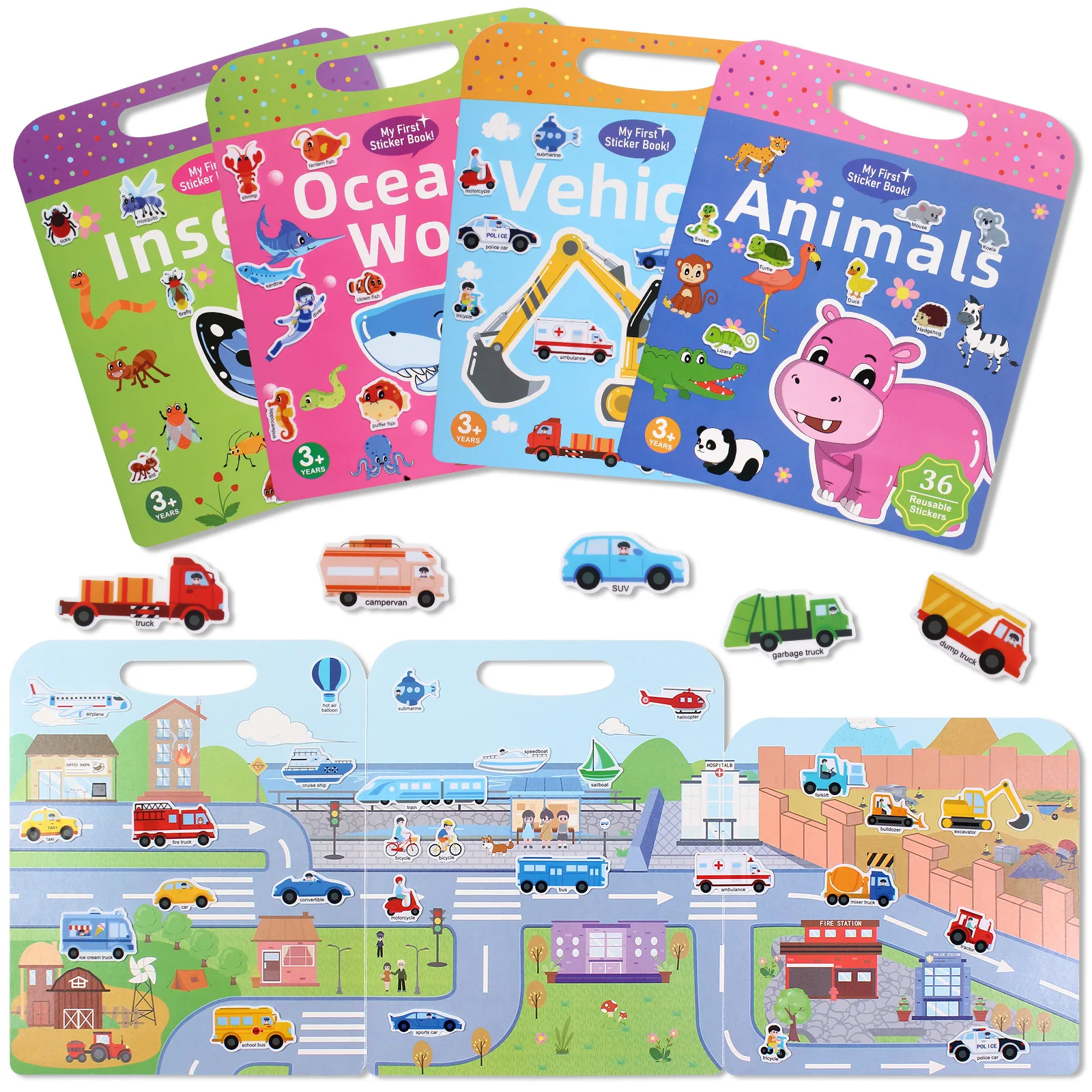 Children DIY Sticker Book Bubble Scene Sticker Jelly Paste Toy Kids Portable Reusable Quiet Busy Paste A Book Sticker Gifts