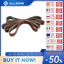 Allsome 10pcs 533x30mm Sander Belts, Wood Metal Polishing Sand Paper Sanding Belt for BG-3202 Belt Sander, 40-1000 Grits