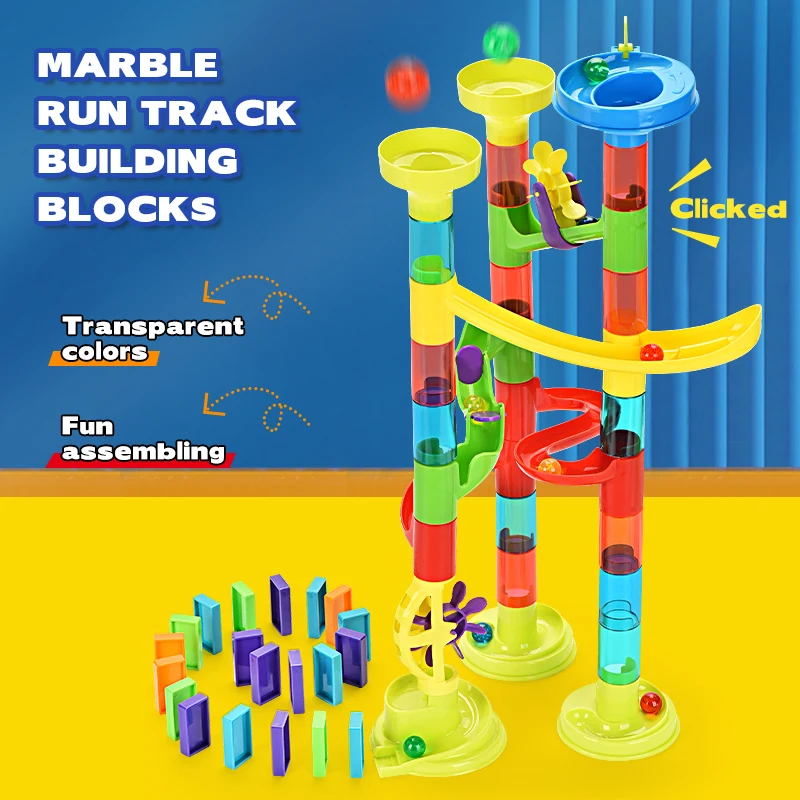 142-Piece 3D Marble Run Building Blocks - Large Rolly Slide Puzzle, Educational and Engaging Stacking Toy for Kids, Ideal for