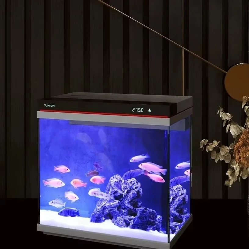 aRectangle Glass Desktop Fish Tank DIY Underwater Microcosm Eco-Friendly High Light Transmittance Gradient Ambient Light