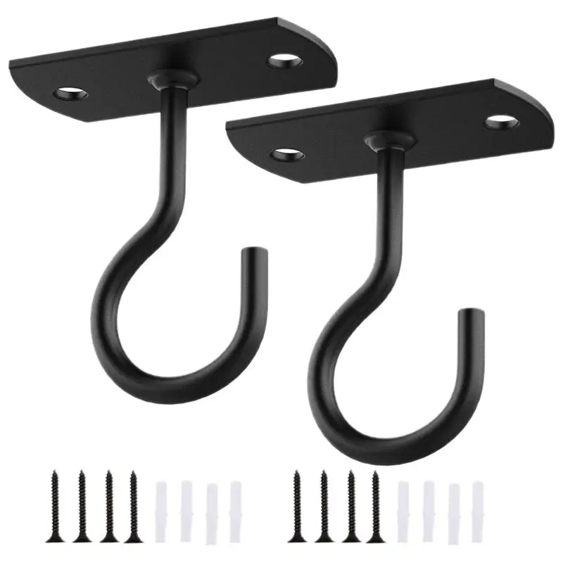 2 Sets Screw Mounted Ceiling Hooks Outdoor Iron Garden Bird Feeder Hanging Rack Planter Holder Hook For Bathroom Cabinet Garage