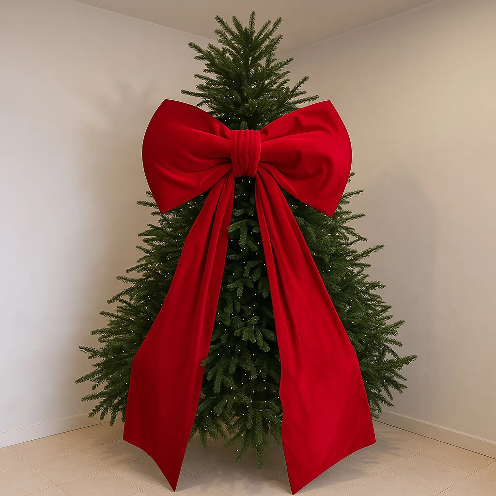 

75x150 Wedding room atmosphere layout oversized red bow Christmas Valentine's Day shopping mall decoration background velvet bow