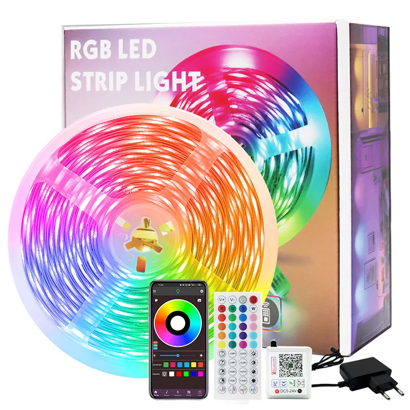 DC24V 3535 RGB Neon LED Strip 10/15/20/30M/40M Bluetooth Music Sync Waterproof Neon Rope Light Color Changing for Party Home