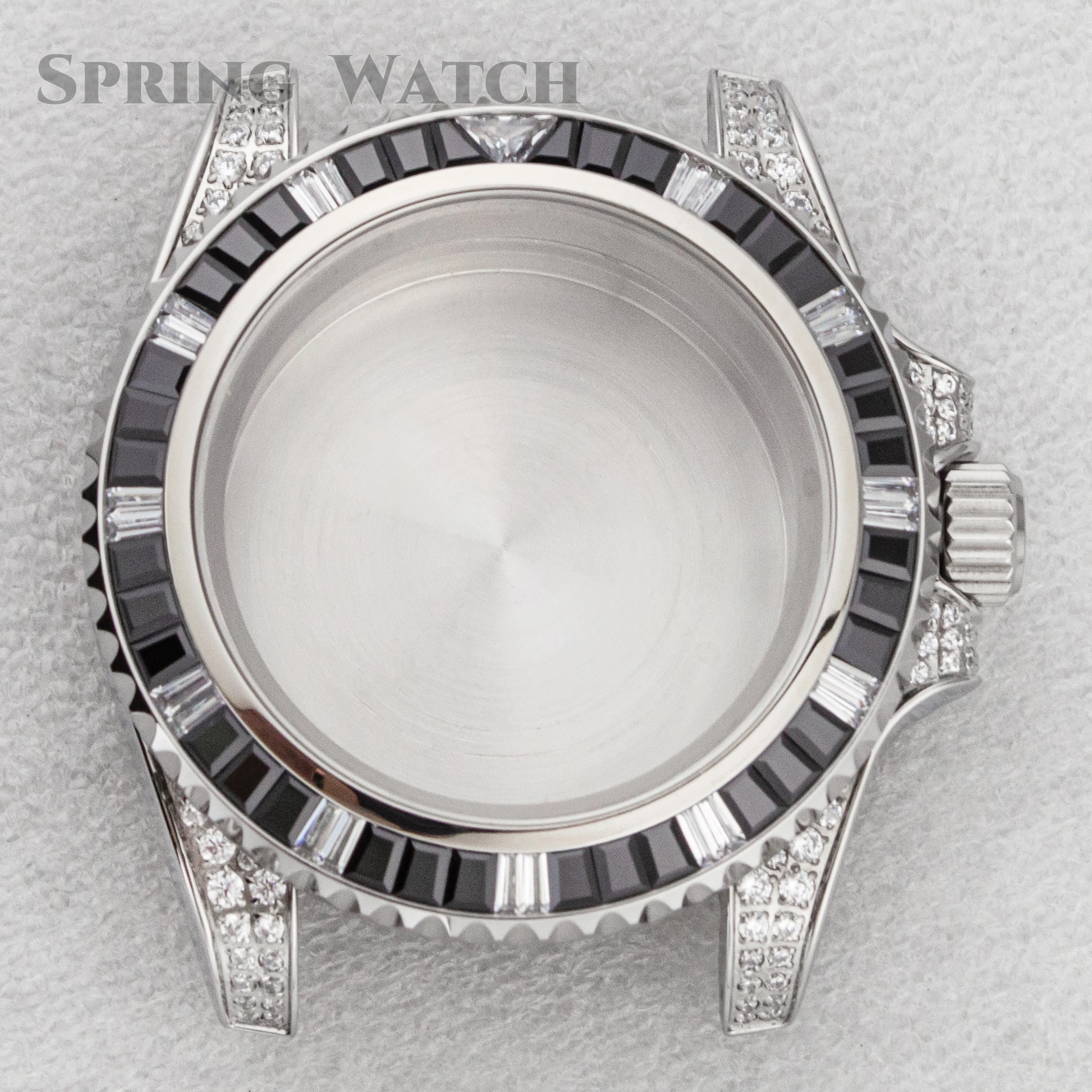 40mm NH35 NH36 Watch Case Diamond Studded Watch Bezel Stainless Steel Waterproof Case For SUB GMT Watch Movement Mod Parts