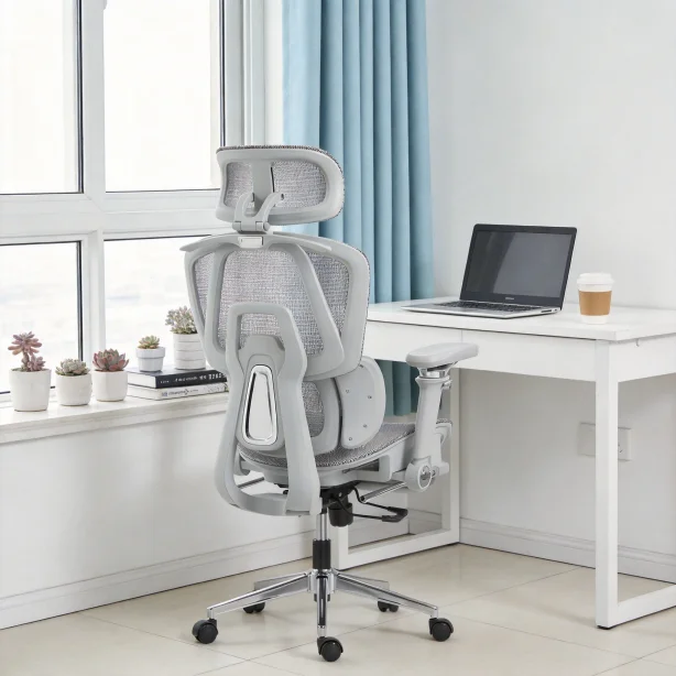 & Modern Comfortable Computer Desk Mesh Chair Breathable Fabric Reclining Function for Study Room and Daily Office Tasks