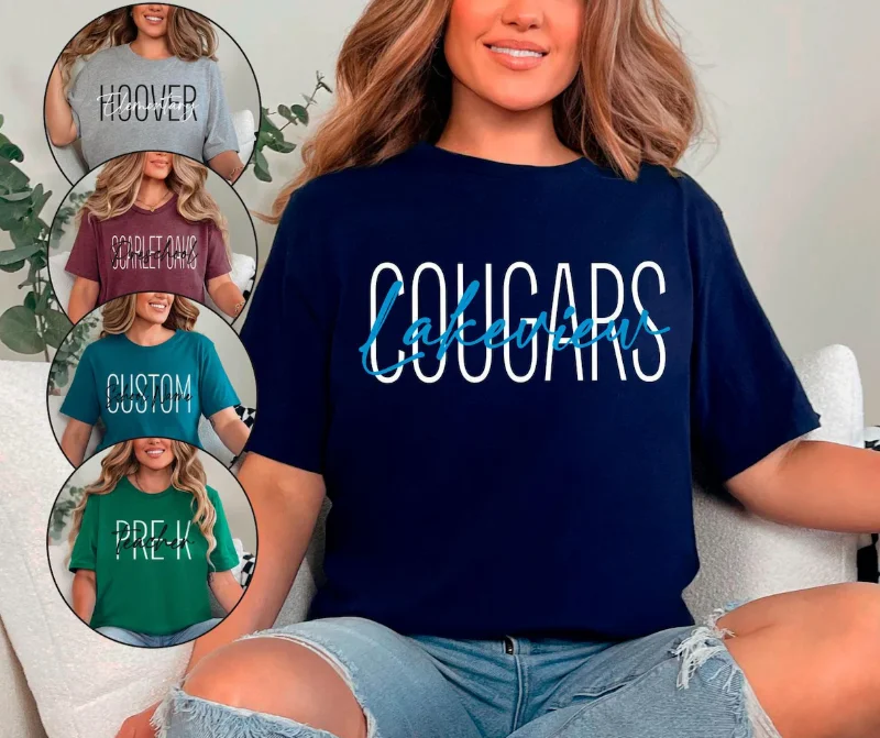 Camisetas Personalizadas de Espírito Escolar, Presentes Personalizados para Equipes, Camiseta de Professor, T-shirts Oversize de Manga Curta com Logo, Nome e Foto DIY