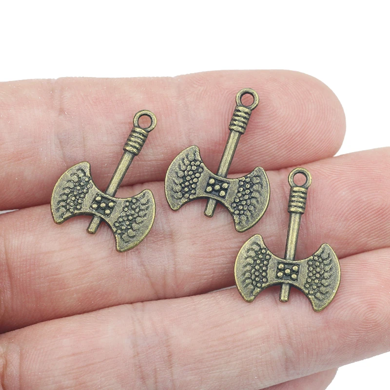 High Quality 10 Pieces/Lot 22mm*16mm Metal Diy Jewelry Making Charm Antique Bronze Hatchet Axe Charms