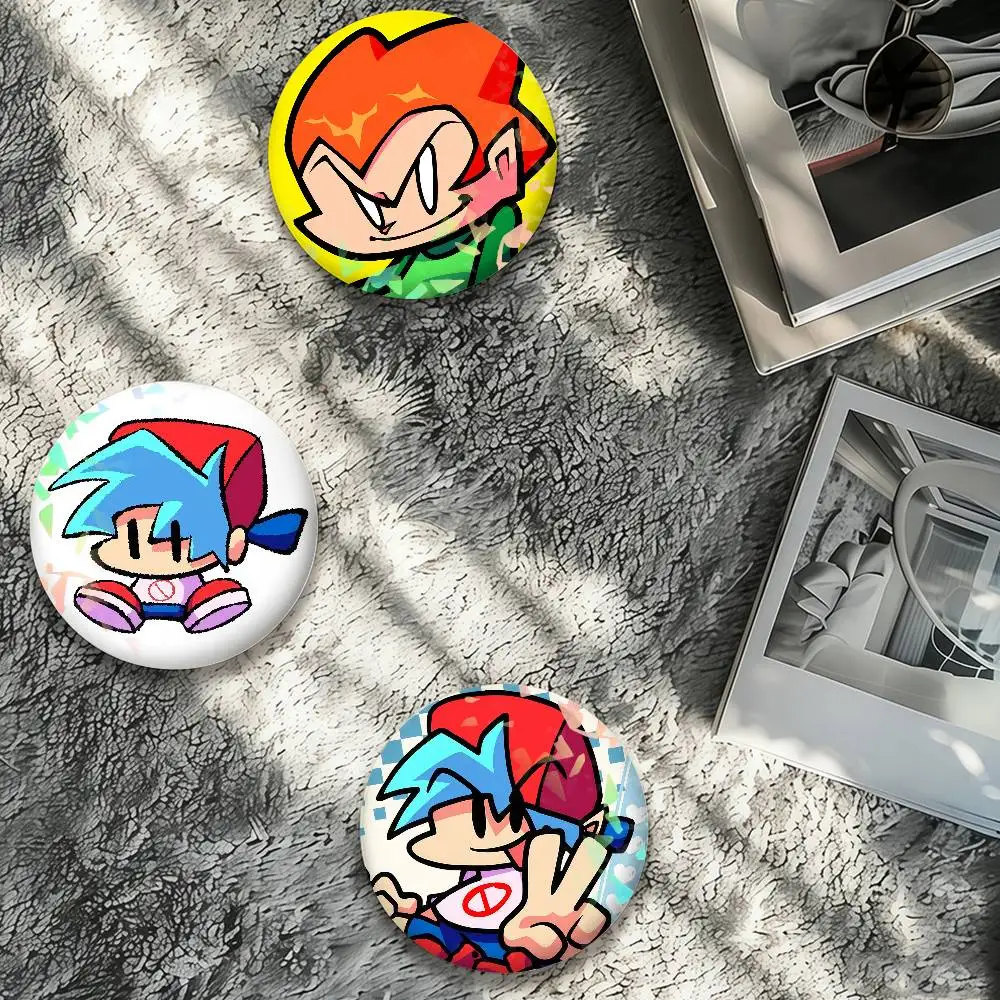 Game F-Friday Night F-Funkin Pico Boyfriend Laser Badge Pins Handmade Brooches for Backpack Gifts Bag Decor Fans Collect