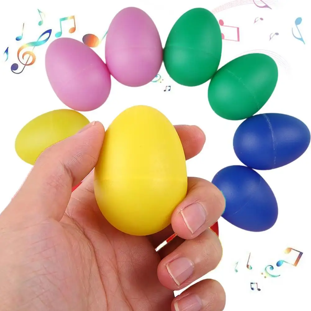 2 uds coctelera de huevos instrumentos musicales huevo de percusión para niños juguetes coctelera de huevos de Pascua de plástico para educación aprendizaje Musical