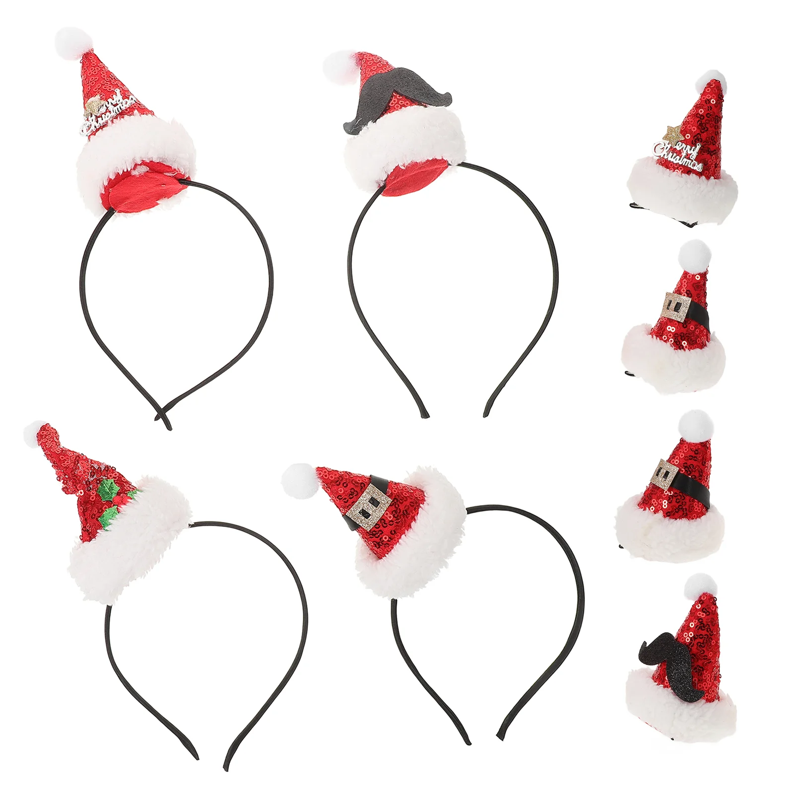 

8 Pcs Christmas Headband Xmas Party Decor Hat Hairpin Adults Children Clips Aldult Headdress Cloth