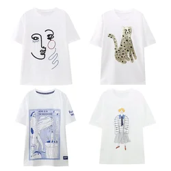 2024ZAR * Spring/Summer New Product Women's Loose and Casual Versatile Printed Round Neck Short Sleeve T-shirt