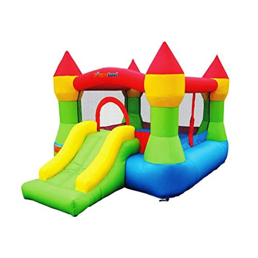 Castillo Bounce House con bóveda inflable de aro de baloncesto, tobogán divertido, apertura de entrada segura, 12 pies x 9 pies x 7 pies de alto