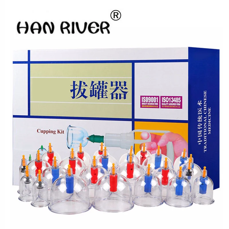 

HANRIVER китайский вакуумный набор для банок, 24 шт., банки для китайского акупунктурного массажа на присоске, массаж здоровья, хит продаж