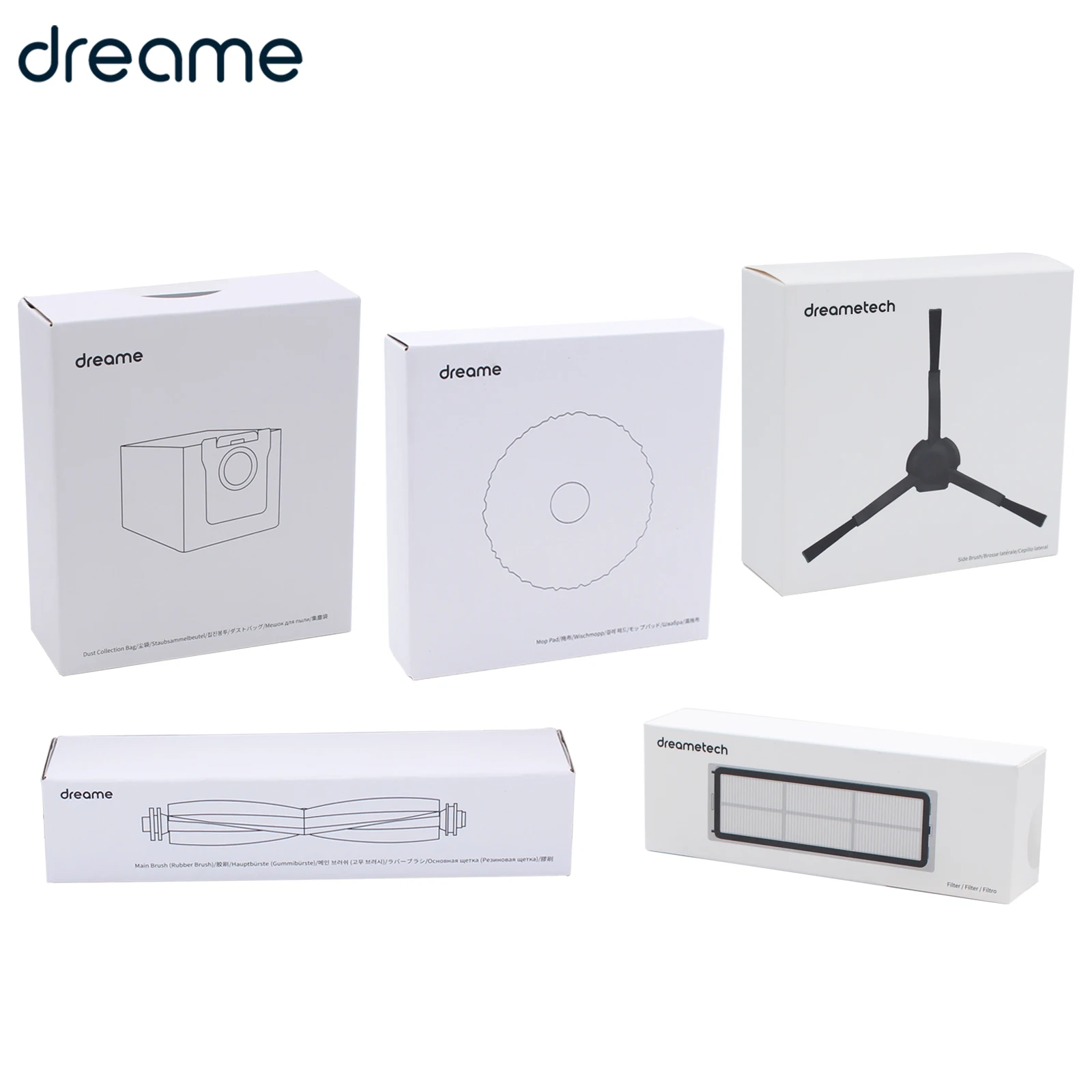 Original Dreame L20 Ultra robot vacuum accessories — roller brush, filter, dust bag, mop cloth & side brush 1